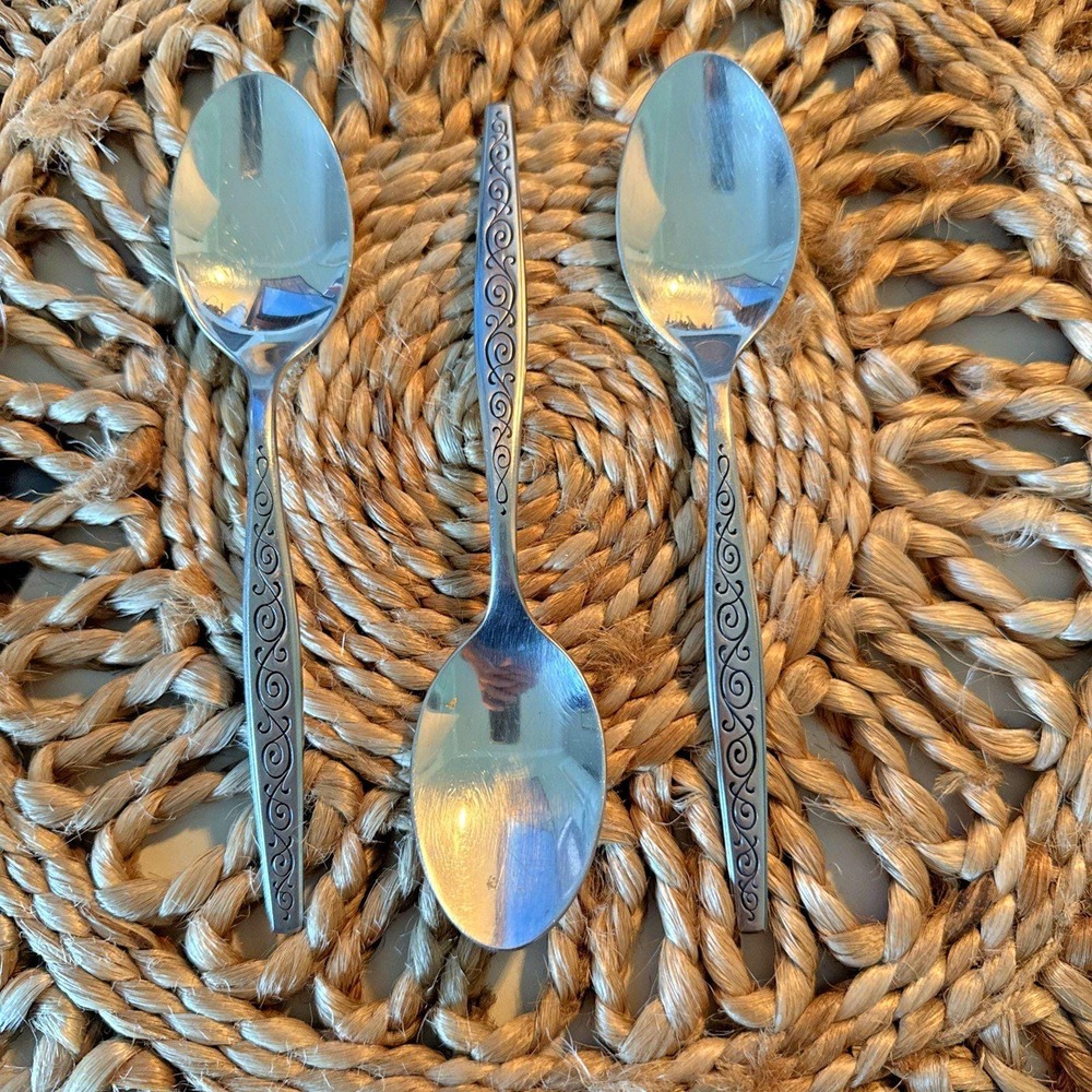 Gorham Stainless Silverware  - SPANISH SCROLL - Oval Soup Spoon‎ 6 7/8" Lot of 3